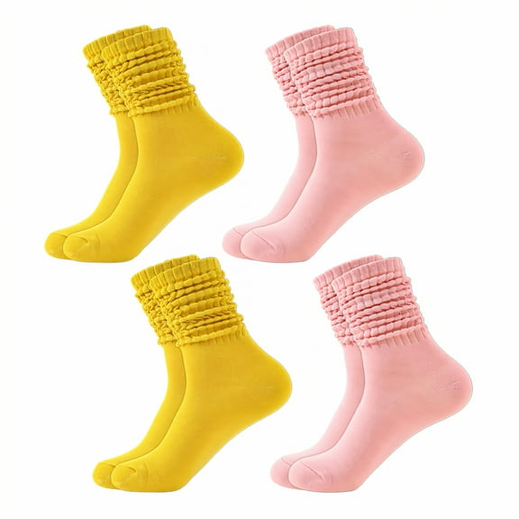 TELOLY 4Pairs Slouchy Socks for Women,Slouch Socks Boot Socks for Women,All-Season Wear Scrunch Socks Women,Combination1