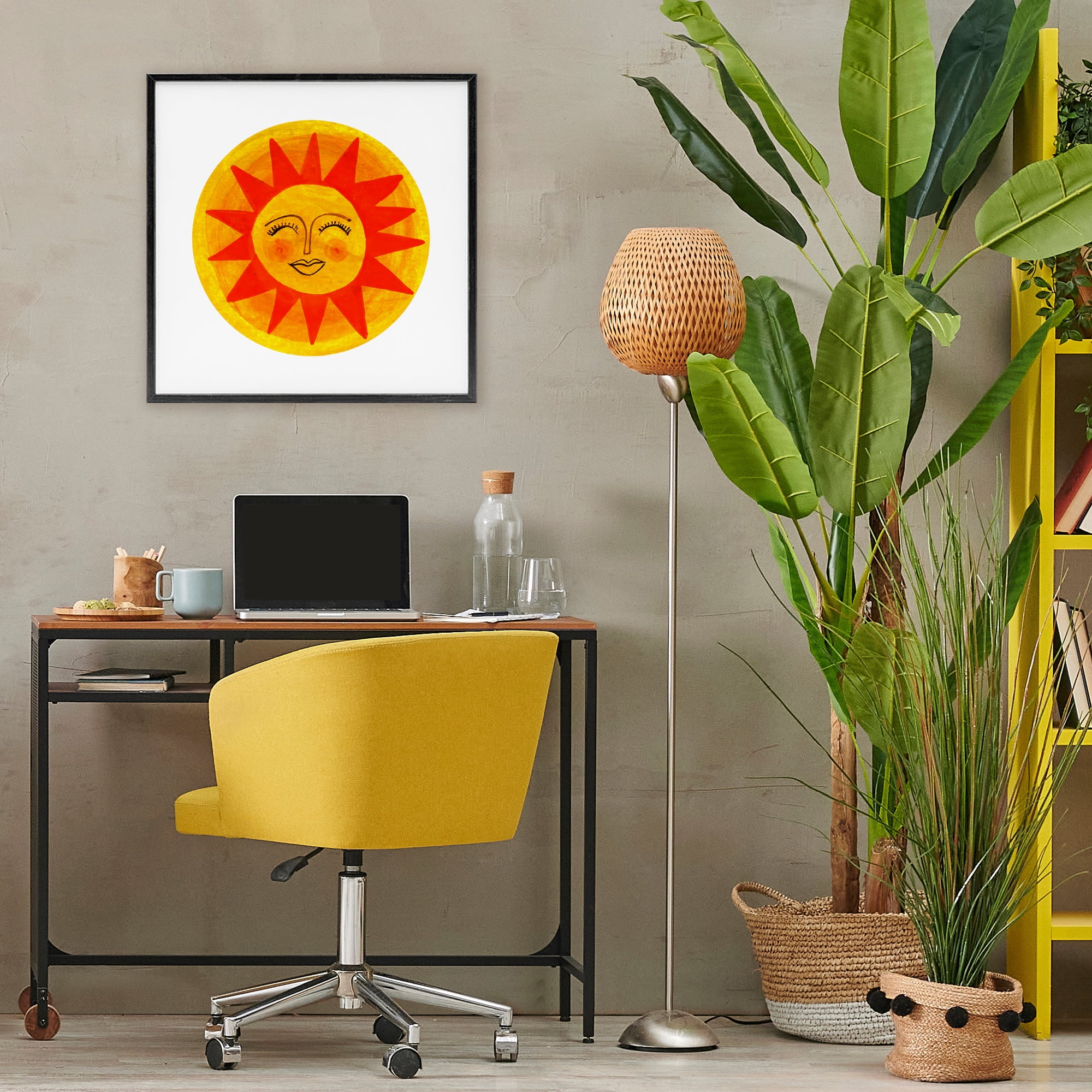 Stupell Industries Warm Fiery Sun Black Framed Giclee Art, design by Katherine Herrell Studio