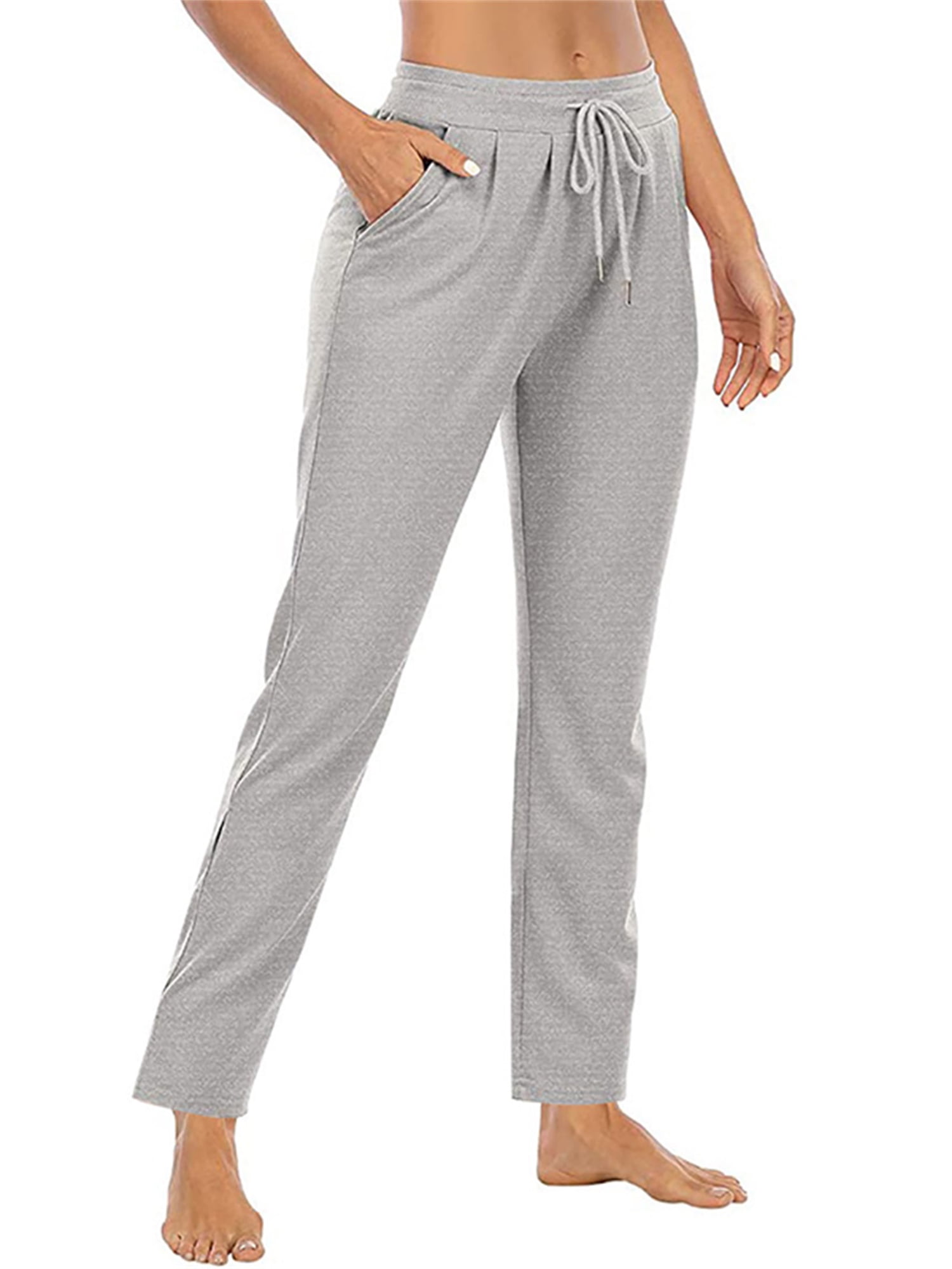 Listenwind Women's Open Bottom Sweatpants Solid Color Drawstring Sweat