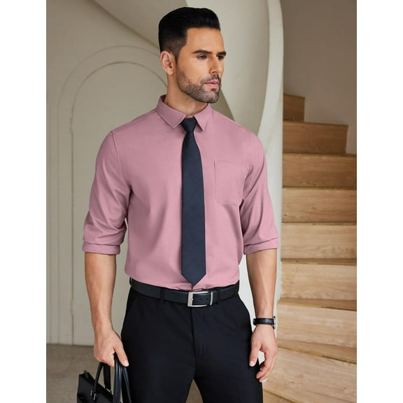 COOFANDY Men Button Down Long Sleeve Shirts Regular Fit Suit Shirt Business Dress Shirts Men