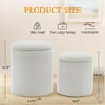 thumbnail image 2 of Round Ottoman with Storage, Set of 2, Small Vanity Stool as Vanity Chair, Corduroy Ottoman Foot Rest for Small Space, Living Room, Bedroom, Beige, 2 of 16