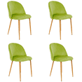 thumbnail image 1 of Sillas de Comedor de Terciopelo con Patas de Acero Acabado Tipo Madera Estilo Moderno - Sillas de Comedor Tapizadas Minimalista con Relleno Suave Set 4 Piezas Verde Limon, 1 of 5