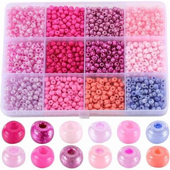 1 Box 156G Seed Bead Glass 4mm 8/0 Seed Beads Bulk Bracelet Making Seed Beads Purple Glass Seed Bead Round Pony Beads Spacer Loose Beads