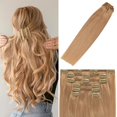 thumbnail image 1 of Extensiones de cabello humano Windtouch con clip, rubio rojizo, 75 g, n.° 12, 22 pulgadas, para mujer, 7 unidades, 1 of 1