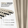 thumbnail image 6 of Superior Blackout Solid Light Filtering Back Tab Curtain Panel Set, 42" x 96", Ivory, 6 of 9