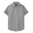 thumbnail image 6 of Leesechin Men's Casual Long Short Sleeve Button-Down Shirts Striped Cotton Dress Shirt with Pocket, 6 of 6