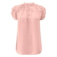 thumbnail image 1 of B91xZ Blouse Mode Grande Taille pour Femmes Manches Longues Col Rond T-Shirt à Manches Smockées, Rose TG, 1 of 3