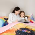 thumbnail image 4 of Castle Fairy Black Cute Girl Twin Comforter Sets 2pcs,Dreamy Rainbow Print Bedding Set,Blue Purple Pink,1 Comforter and 1 Pillowcase, 4 of 6