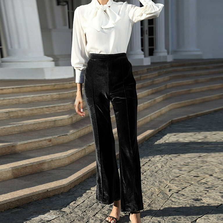 black velvet dress pants womens Maxi Silk Velvet Pant in Black, Black / 34 (US 2)