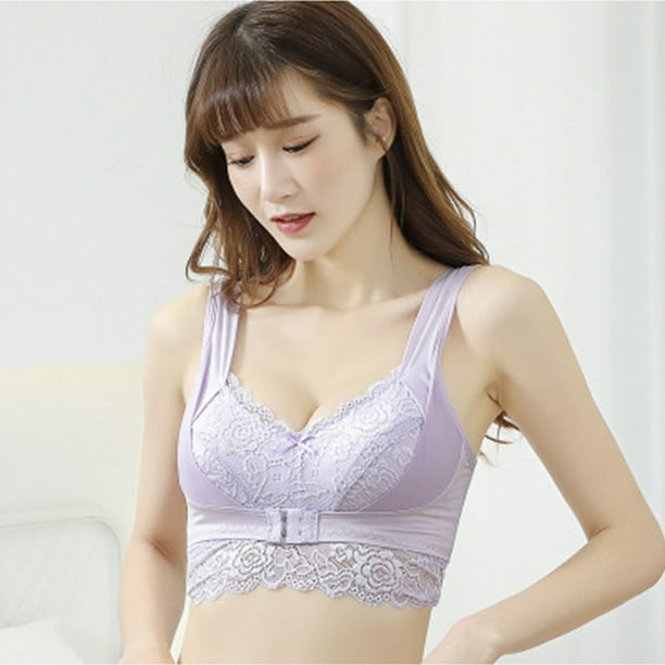 Fvwitlyh Bras For Women Women'S Traceless Strapless Summer Thin Small Chest  Gathered Without Steel Ring Bra Non Slip Beauty Back Bra Purple,XXXL