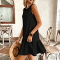 thumbnail image 5 of Dresses for Women Fashion Women Summer Solid Casual Round-Neck Sleeveless Mini Dress Black XXL, 5 of 9