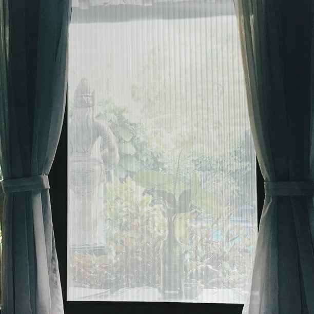 Película de privacidad para ventanas con patrón vertical sin pegamento, adhesivo para ventanas de vidrio para el hogar 196.85"L x 17.72"W transparente