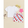 thumbnail image 4 of Musuos Toddler Boys Independence Day Outfits 6 12 18 24M 3Y Letter Print Short Sleeve T-Shirts and Checkerboard Shorts 2Pcs Summer Set, 4 of 10