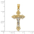 thumbnail image 3 of 14K Two-tone Medium Lacey-edged INRI Crucifix Pendant in 14k Yellow Gold, 3 of 3