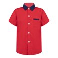 thumbnail image 4 of Doomiva Chemise à Manches Courtes pour Garçons Chemises Habillées Formelles Coupe Régulière Uniforme Scolaire Rouge 160, 4 of 7