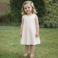thumbnail image 2 of XQYLOS Robe d'Été Sans Manches pour Tout-Petits Filles Robes d'Été Sans Manches Col Rond Couleur Unie Coton Lin Respirant Robe Décontractée 1 à 8 Ans, 2 of 9