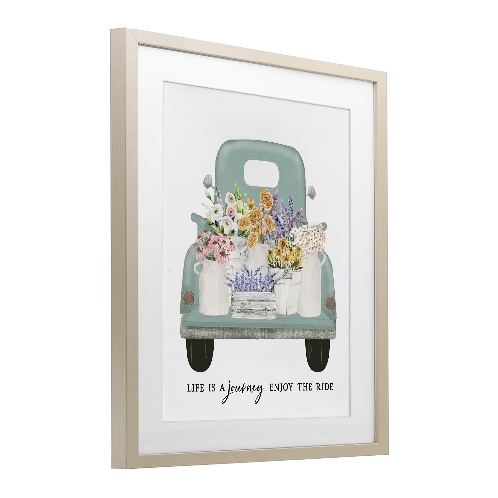 Enjoy The Ride Truck Birch Framed Print Under Glass, design by Lettered and Lined