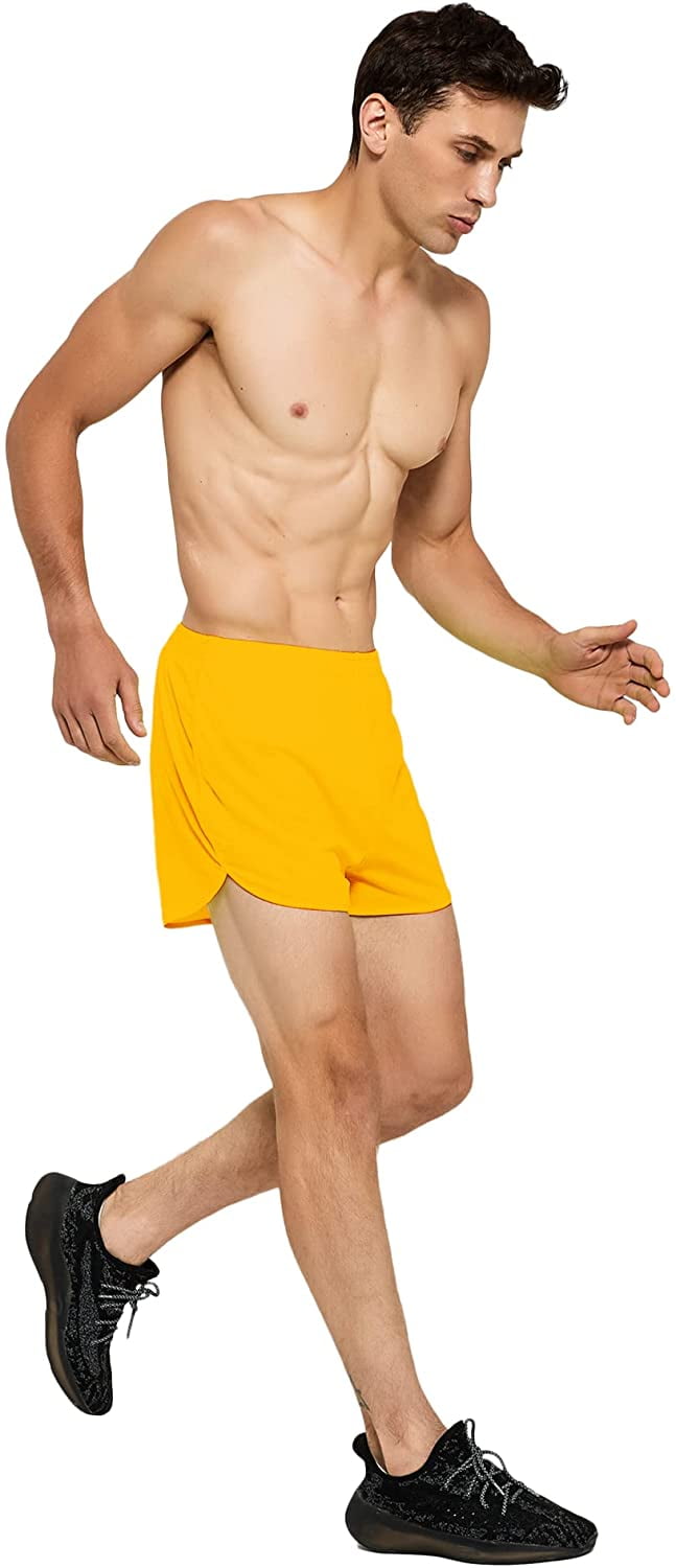 DEMOZU Men's 3 Inch Neon Running Shorts Quick Dry Workout Athletic Gym Marathon Shorts with Liner 