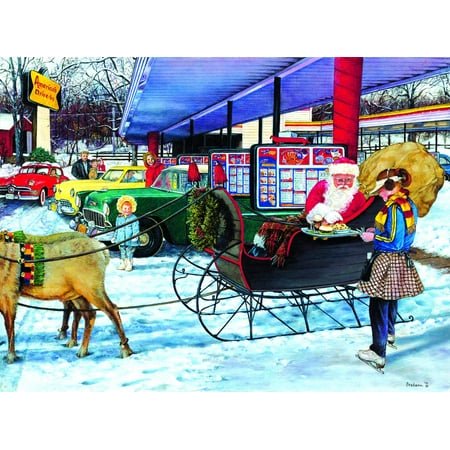 SUNSOUT INC - Pit Stop - Casse-Tête 1000 Pcs par l'Artiste : Susan Brabeau - Taille Finie 20 Pouces x 27 Pouces Noël - MPN 44622