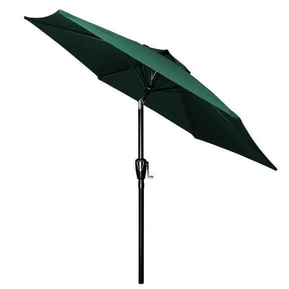 Simple Deluxe 7.5ft Patio Umbrella Outdoor Table Market Yard Umbrella with Push Button Tilt and Crank Lift, 6 Heavy-Duty Ribs for Patio, Garden and Deck Use, Green