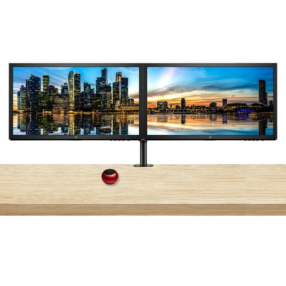 HP V24 24 inch TN Full HD 1920 x 1080 LED Backlit LCD Monitor 2-Pack Bundle with HDMI & VGA ports, FreeSync, 75Hz Refresh Rate, Low Blue Light, Desk Mount Clamp Dual Monitor Stand, & Mini Speaker