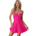 thumbnail image 1 of Mini vestido de Fiesta sin tirantes Allegra K con cremallera expuesta Rosa caliente L, 1 of 6