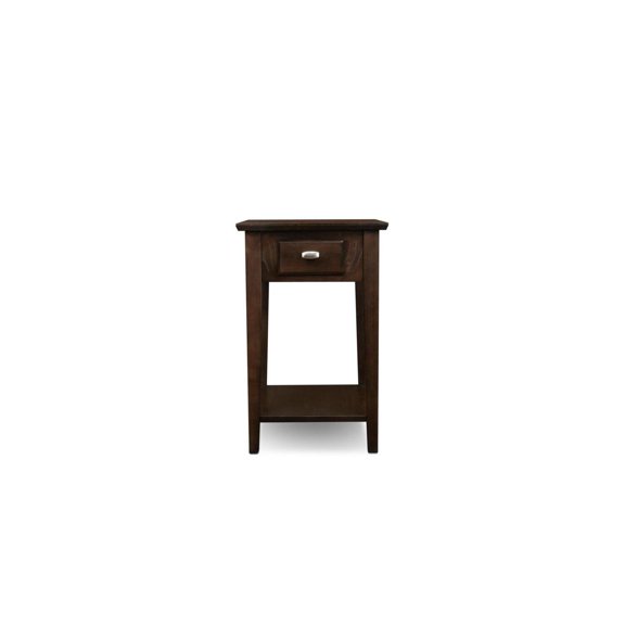 HomeStock Antique Ambiance Side Table with Shelf, Solid Ash Wood, Slate Finish, One Solid Drawer for Storage, 15" L x 15" W x 23.5" H