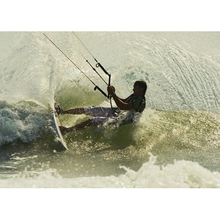 Man Kitesurfing Canvas Art - Ben Welsh Design Pics (34 x 24)