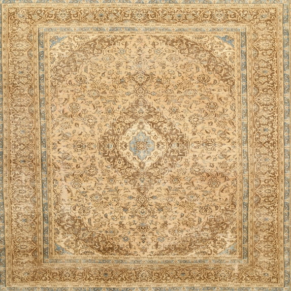 Ahgly Company Indoor Square Traditional Chocolate Brown Medallion Area Rugs, 3' Square