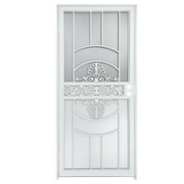 Grisham Deluxe Steel Security Door,36'' x 80''  Metal Tempered Glass Door Screen Replacement Enter Doors,Storm Door(437-white)