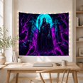 thumbnail image 5 of Moon Stars Skeletal with Figure Likely Lord Lich, Spooky Gothic for Gothic Decor Fans, Dark Art Decor, Halloween Gift, Tapestry Wall Hanging for Bedroom and Dorm, 5 of 7