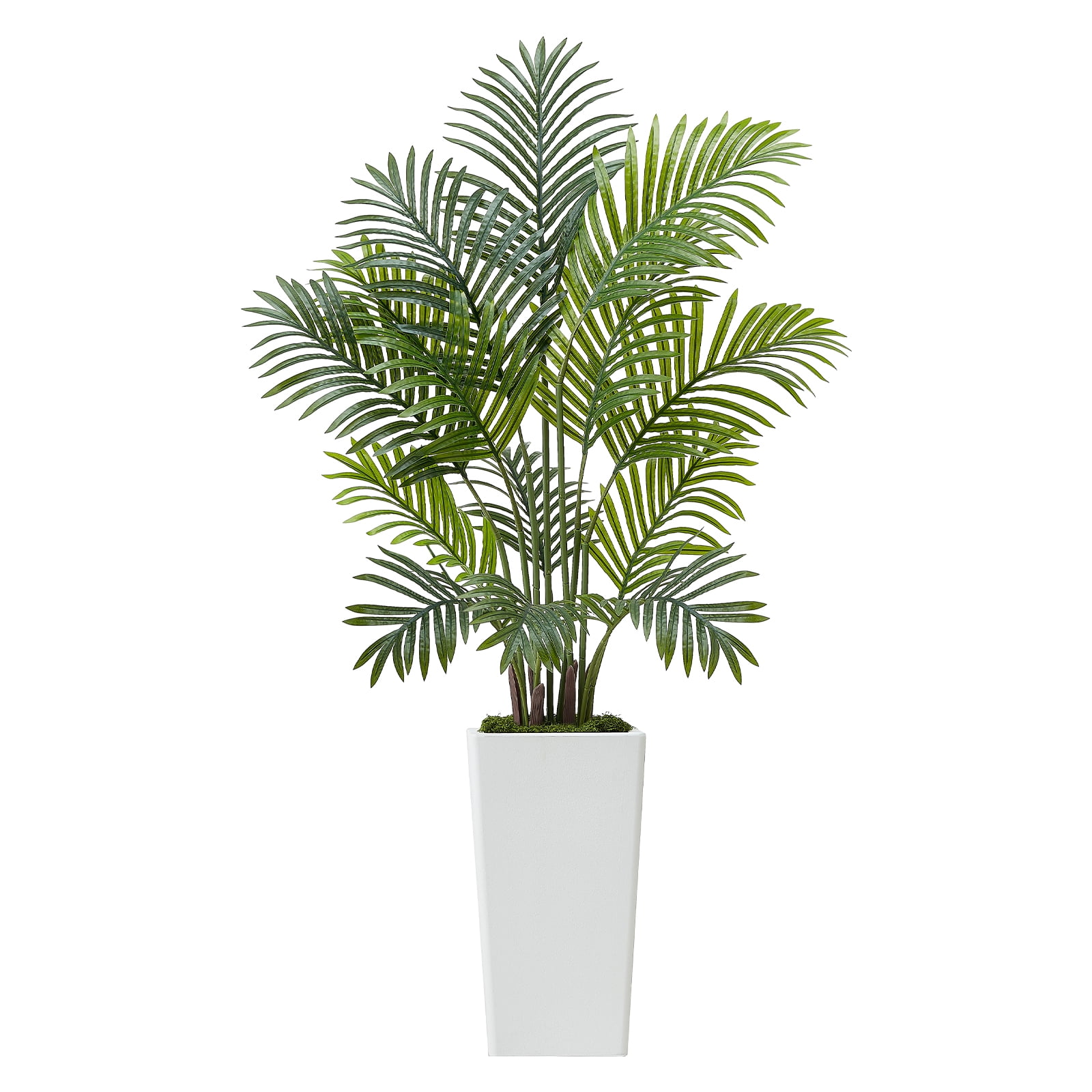 VEVOR Artificial Areca Palms 4 ft, 2 Pack Fake Palm Tropical Plants with White Tall Planter, Faux Floor Silk Plant in Pot, Large Tree for Home Office Living Room Decor House Warming, Indoor Outdoor