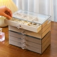 thumbnail image 7 of Jewelry Organizer Box 3 Drawers, Stackable Velvet Jewelry Holder Clear Earring Necklace Ring Storage Display Case with Adjustable Jewelry Box Velvet Trays Grid Size, 7 of 7