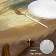 thumbnail image 4 of Ocean Sunset Round Fitted Table Cover Tropical Sandy Beach Palm Trees Waterproof Table Cloth with Elastic Edge Wipeable Tablecloth for Picnic Camping Party Fits 45"-54" Diameter, 4 of 8