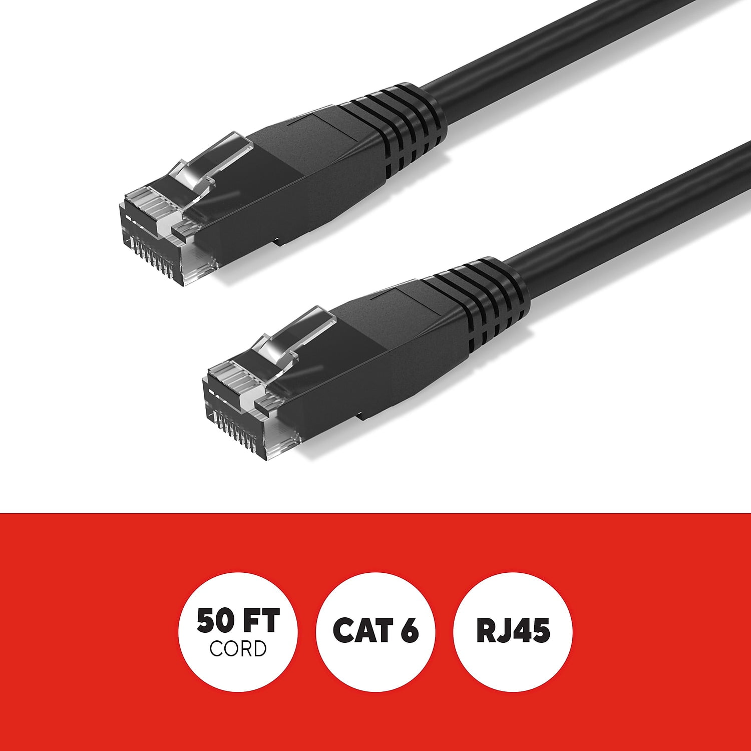 Staples TECH 50 ft. Cat-6 Ethernet Cable Male to Male Black 10/Pack (ST62459)