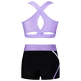 thumbnail image 4 of MSemis Kids Girls Workout Set Racer Back Sports Bra with Shorts Yoga Sports Set Lavender 12, 4 of 5