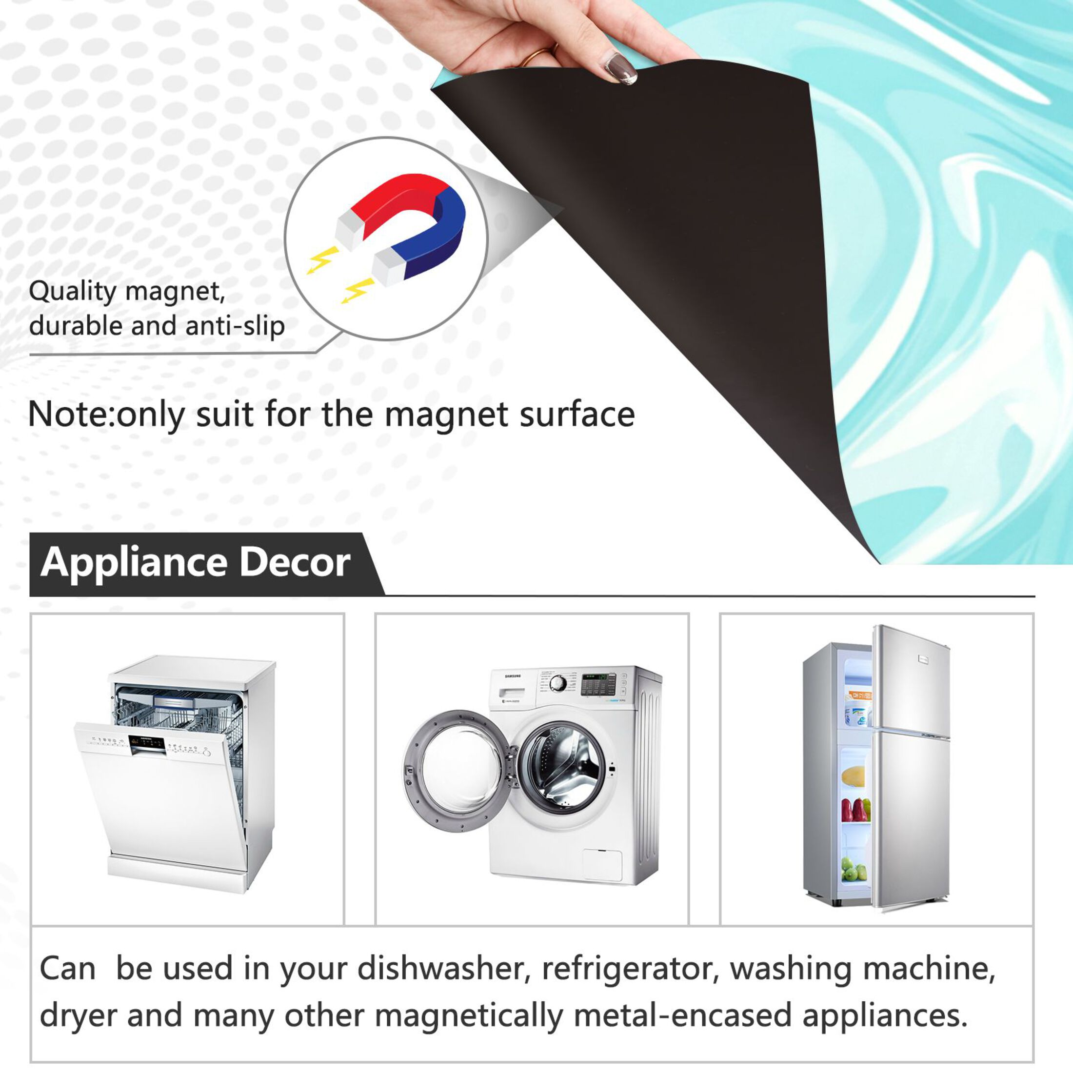 Dishwasher Magnetic Refrigerator Magnet Cover Sticker Home Decorative 23"x26" Light Blue Smooth Lines