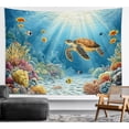 thumbnail image 3 of Sea Turtle Tropical Fish Coral Tapestry, Underwater Ocean Life Wall Art Decor for Home Dorm, 60x80 Inch, 3 of 4