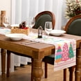 thumbnail image 7 of Christmas Table Runner , Striped Trees Merry and Bright Xmas Decorative Farmhouse Table Decoration for Kitchen Dinning, Indoor Outdoor Dinner Party (Pink) GT125-72, 7 of 7