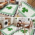thumbnail image 5 of 3'x5' Rug for Living Room Bedroom, St. Patrick's Day Washable Area Rugs Non-Slip Carpet Mats, Spring Green Shamrock Black White Plaid Indoor Low Pile Area Rug Runner for Kitchen, Mudroom, 5 of 8