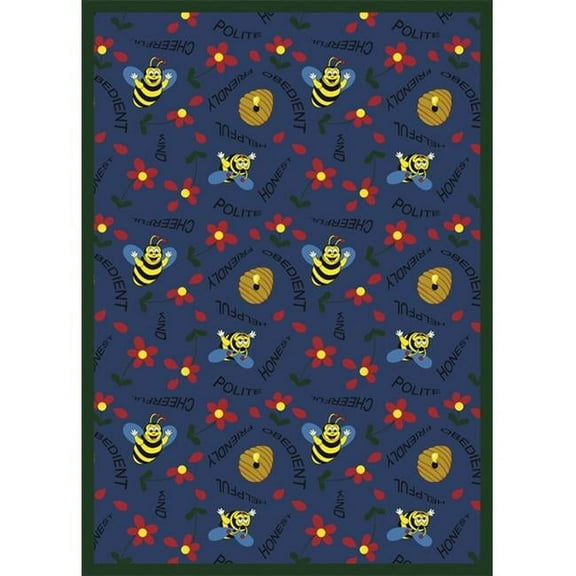 Joy CarpetsKid Essentials Early Childhood Bee Attitudes Rug 3'10" x 5'4" Rectangle Blue