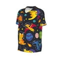 thumbnail image 6 of Fotbe Dinosaurs in Space Baseball Jersey Shirt for Men and Women, Casual Short Sleeves Button Down T-Shirt-Small, 6 of 9