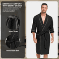 thumbnail image 3 of EA'S SECRET Men's 100% Cotton Bathrobes Lightweight Soft Kimono Summer Breathable Short Sleeve Knit Spa Robe with Pockets(Loden Frost,M), 3 of 6