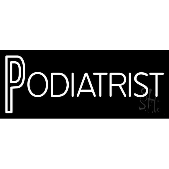 Double Stroke Podiatrist LED Neon Sign 13 x 32 - inches, Black Square Cut Acrylic Backing, with Dimmer - Bright and Premium built indoor LED Neon Sign for Defence Force.