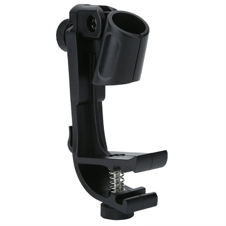 - 2 Pcs New Portable Adjustable Clips on Drum Mount Rim Microphone Shockproof Clamp Holder(Black) Microphone Drum Clamp