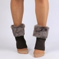 thumbnail image 5 of UDIYO Winter Women Solid Color Faux Fur Cuff Crochet Knit Boots Sock Short Leg Warmers, 5 of 7