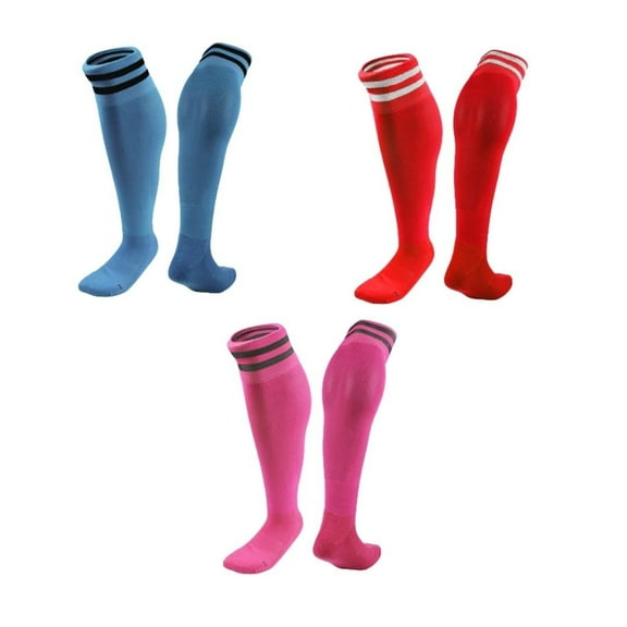 Lian LifeStyle 3 Pairs Knee High Sports Socks for Soccer, Softball, Baseball, Soccer, and Many Other Sports XL002 Size XS LightBlue,Red,Rose