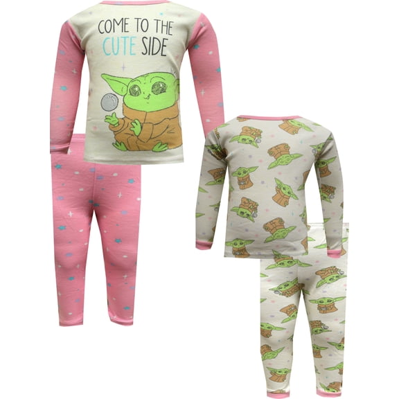 Centric Brands Girls Star Wars Mandalorian Come to the Cute Side 4 Pc Toddler Pajamas (2T)