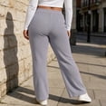 thumbnail image 6 of Mifsaly Plus Size Women's Straight Leg Sweatpants Ribbed Knit Elastic Waist Lounge Pants Fall Winter Trendy Daily Going Out Athletic Casual Clothing, 6 of 6