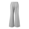 thumbnail image 3 of Women's New Foreign Trade Striped Solid Color Linen Loose Casual Home Pants, Polyester, Elastic Waist, Breathable, Sizes S-XL, 3 of 4